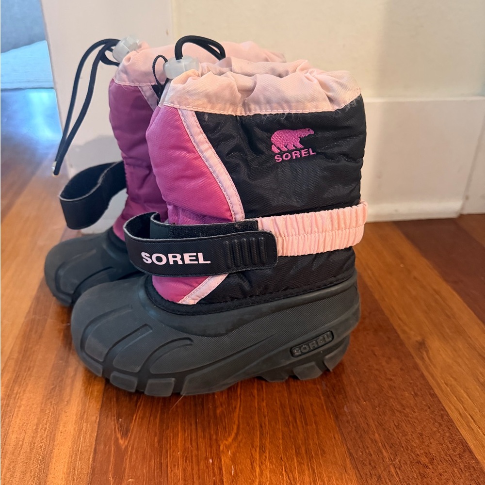 Sorel Kids Pink and Black Snow Boots